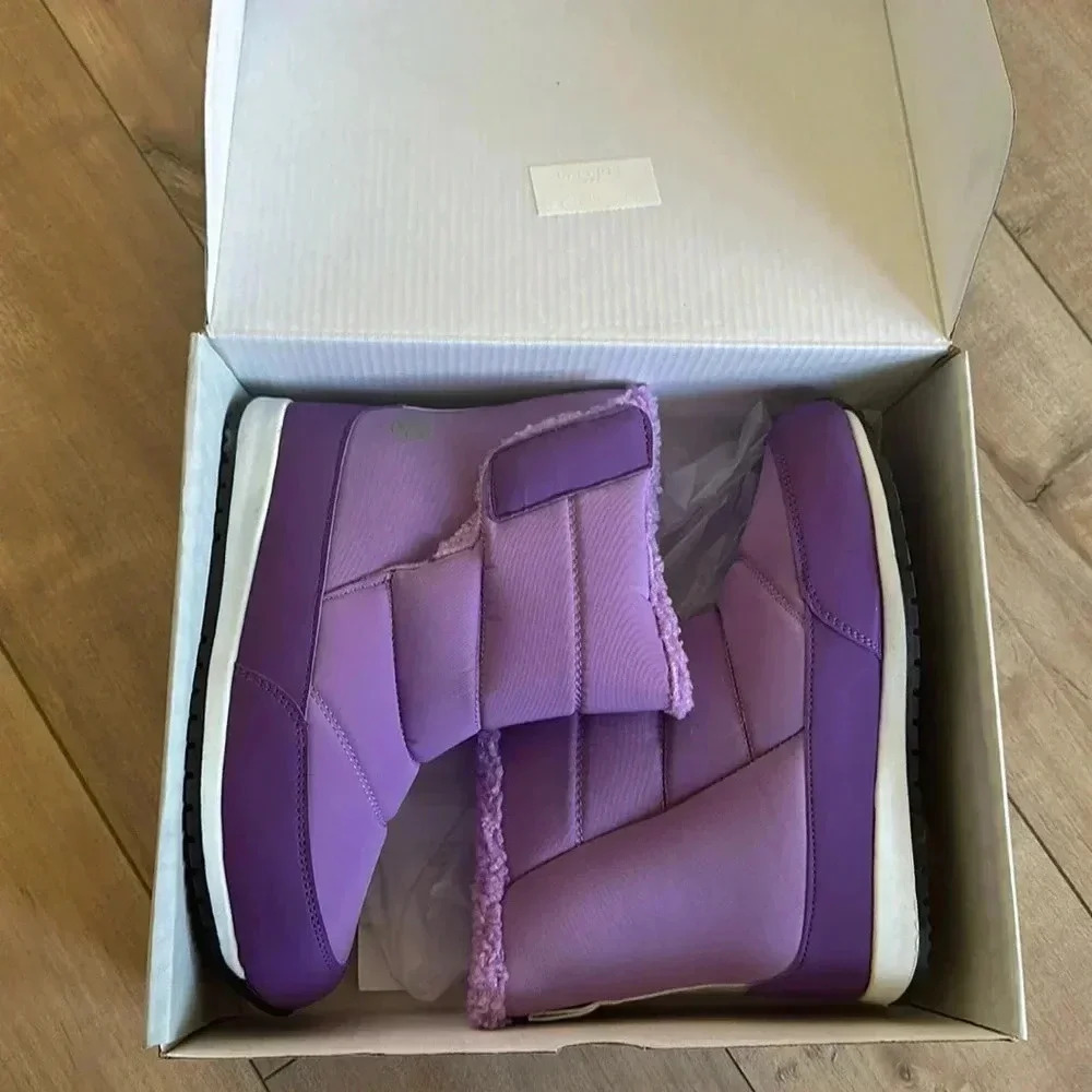 New in Box ZELLA Quilted Fleece Lined Winter Snow & Rain Boot Purple Big Kid 3